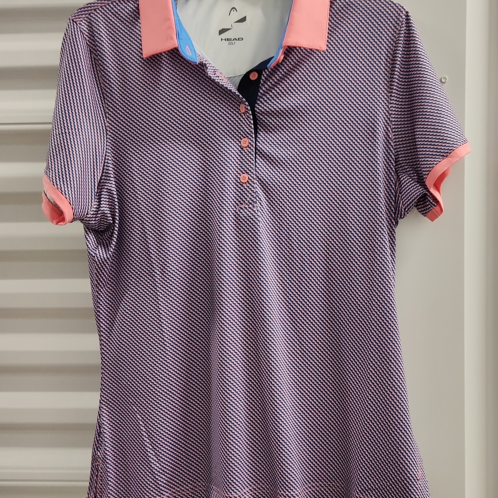 Head Women's Pink and Navy Button Down Shirt